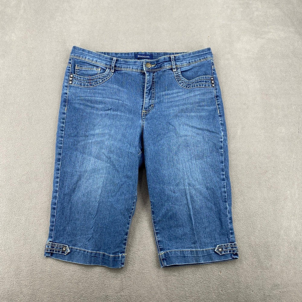 Bandolino Brady Womens Blue Denim Bermuda Shorts Size 12 Medium Wash Stretch
